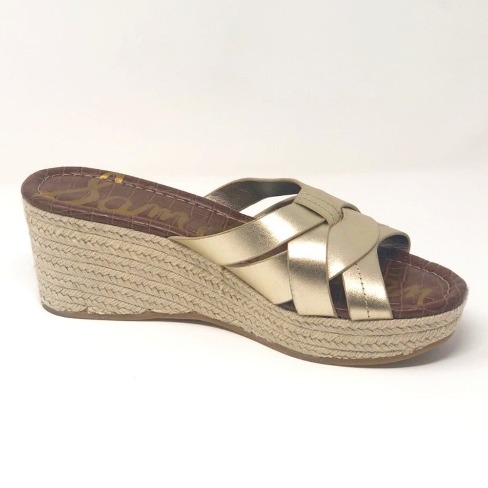 NWOT Sam Edelman Ramona Wedge Sandal Women's Size 10 Molten Gold
